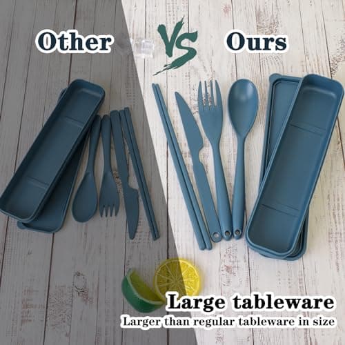 Large Reusable Travel Cutlery Set with Case, Cutlery for Lunch Accessories — view 2
