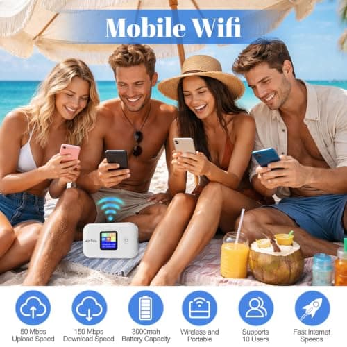 Foreverup 4G/5G LTE WiFi Router, Portable WiFi Travel Router, 3000mAh, 150Mbps, WiFi Device with SIM Card Slot for 10 Users, Pocket WiFi Hotspot for Travel, Campers, Motorhomes — view 6