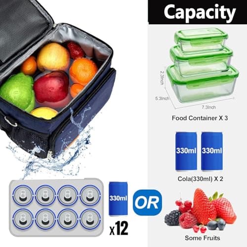 KANGSIT 9L Insulated Lunch Bag, Fits 12 Cans, Large Soft Cooler Tote — view 3