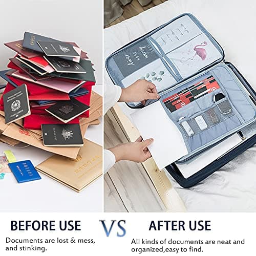 Safe Document Bag with Lock, Multi-Layer File Storage Box, Document Organizer Bag for Home Office Travel,Portable Storage Bag For Ipad,Cash,Jewelry,Passport,Certificates(Navy) — view 5