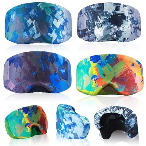 Civaner 4 Pieces Ski Snowboard Goggle Cover Sleeve Goggle Cover Microfiber Protective Lens Scratch Dust Protection for Travel(Light,Cool Style)