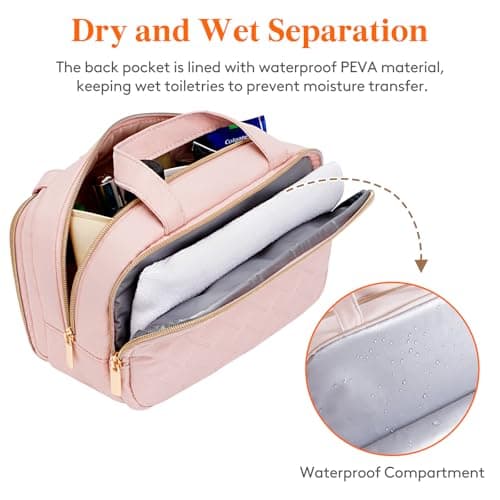 Lifewit Toiletry Bag for Women, Travel Wash Bag, Pink, Medium — view 5