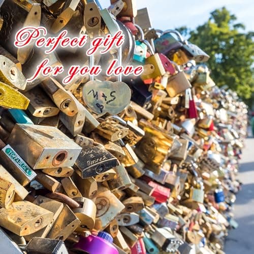 Personalised Padlock Engraved Padlock Love Lock Personalised Locks for Her Him Girls Couples Lover Anniversary Wedding Gifts for Christmas Large Love Lock for Travel Trip Valentines (Design 4) — view 4