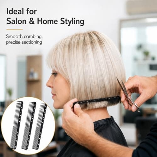 3 Pcs Carbon Fine Cutting Comb for Styling and Hair Care — view 4