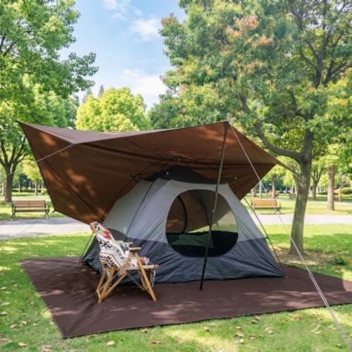 Top Lander Waterproof Ground Sheets Multifunction Tent Carpet Ultralight Tent Footprint for Camping Tarp Awning Bivvy Survival (Brown, 380x380cm) — view 6