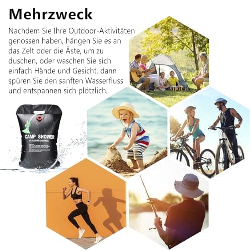 ECtury 20L Camping Shower, 5 Gallons/20L Portable Shower, Solar Shower for Camping, Camping Accessories for Hiking Climbing, Summer Camping Essentials, Camping Equipment — view 6