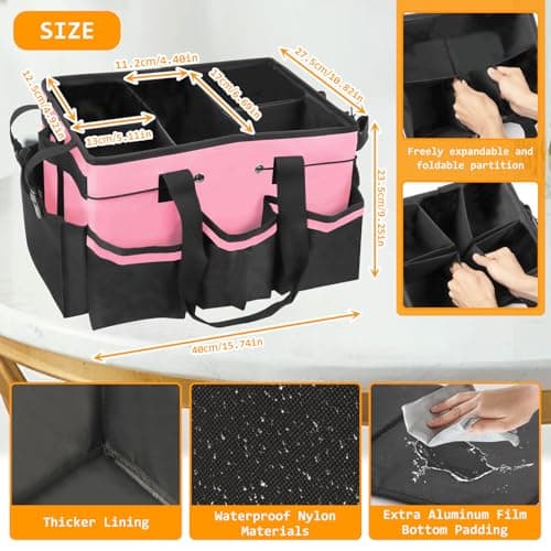 Cleaning Bag, Cleaning Caddy Bag with handle and Multiple Pockets — view 3