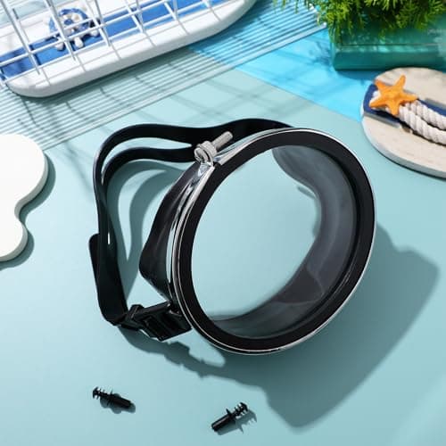 Wide-Field Anti-Fog Diving Goggles with Glass Lenses, Black — view 5