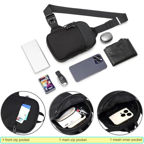 Small Sling Bag Cross Body Chest Bag Shoulder Bag for Men Women Crossbody Sling Purses for Runner Workout Hiking Cycling Travelling(Sling Bag for Black) — view 3