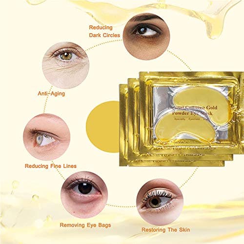 Premium Crystal 24K Gold Powder Gel Collagen Eye Mask 25 Pairs, Eye Treatment Masks for Women and Men, Moisturiser, Anti Aging, Anti Wrinkle, Remove Eye Bags, Dark Circles, Puffy Eyes — view 3