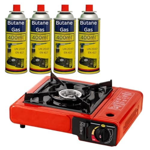 Trendi Portable Camping Stove with 4 Gas Canisters – Complete Outdoor Cooking Set with Carry Case, EN417 Gas Compatibility, Auto Ignition & Adjustable Flame — view 2