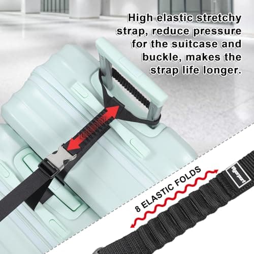 Vigorport Luggage Straps, Metal Luggage Connector Straps for Suitcases, Stretchable Add A Bag Adjustable Attachment Accessories Belts (Black, Medium) — view 2