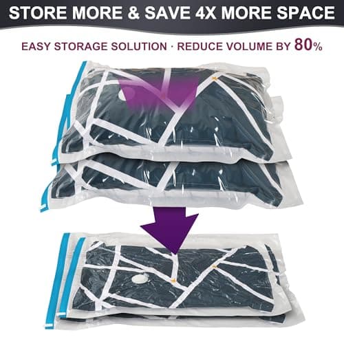 Oumaru Vacuum Storage Bags for Clothes, Vacuum Bags, Space Saver Bags for Clothes, Duvets and Pillows, Hand Pump Included, Pack of 10, Medium Size — view 6