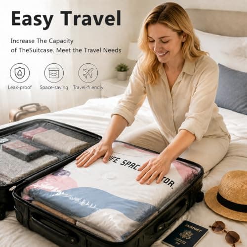 No Pump Vacuum Storage Bags with Zip Large Better Life Space Creator Travel Bag Ziplock Suction Pack Moving Compression Bags for Clothes, Blanket, Down Quilt (27.56 * 19.69 * 11.81 inch,3PCS） — view 4