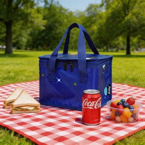 Arikky Lunch Bag Insulated Women Men Kids Cool Bag Lunch Box School Girls Boys Toddlers Picnic Bag Travel Small Mini Cooler Blue Star 6 cans — view 6