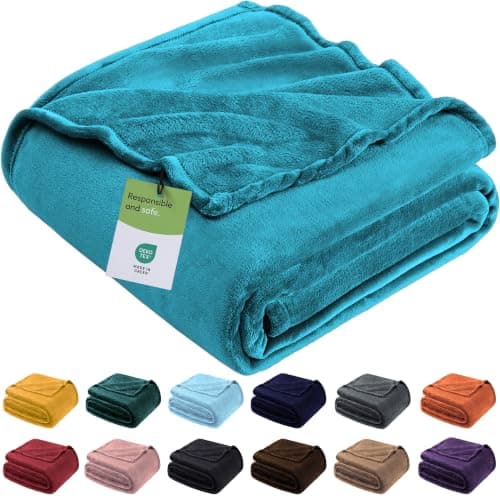 BedLooms Fleece Blanket Teal King Size 230x270 cm, Throws for Sofas and Bed