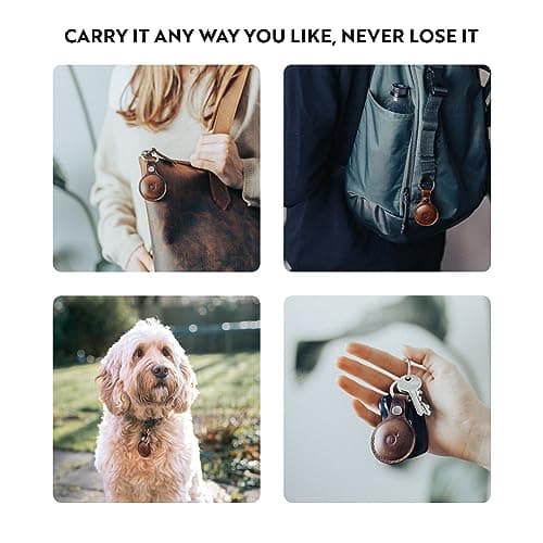 moonster Air Tags 4 Pack – 100% Genuine AirTag Holder Leather Key Ring – Full-Grain Buffalo Leather AirTag Case with Reinforced Stitching & Strong Anchored Snap Closure – AirTag Keyring Leather Case — view 6