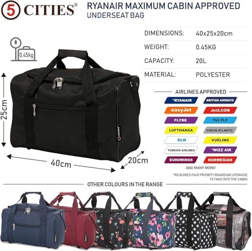 5 Cities 55cm Cabin Trolley Bag & 40x20x25 Underseat Bag for Ryanair Set — view 3