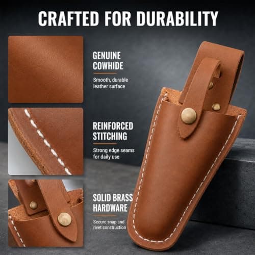 Leather Secateurs Holster, Pocket Pruning Shears Tool Belt Pouch with Snap Closure, Gardening Tool Sheath for Pliers, Scissors, Knife, DIY & Outdoor Work — view 4