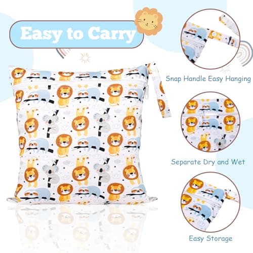 GSrenyu 3 Pcs Wet Bag Waterproof Wet Dry Bags, Reusable Nappy Bag Organiser — view 3