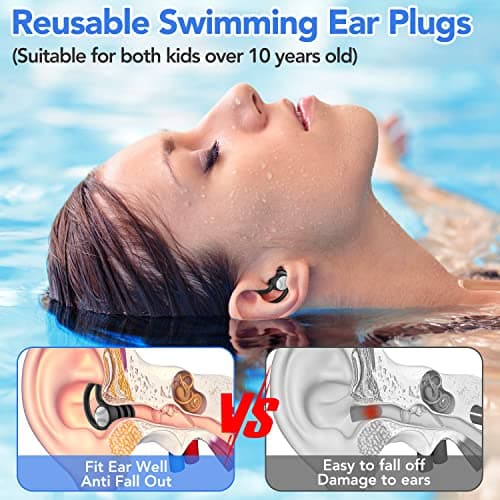 Waterproof Swimming Ear Plugs for Adults - 3 Pairs Silicone Swim Earplugs for Surfing,Diving,Showering and Other Water Sports - Keep Water Out and Ear Protection. — view 3
