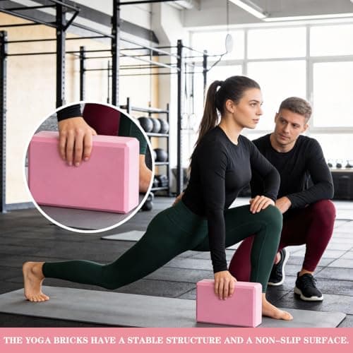 Yoga Block Yoga Blocks Set of 2 Pilates Block High Density Yoga Brick Pilates Blocks Non Slip Lightweight Yoga Bricks for Yoga Pilates Training Stretching Flexibility Meditation Home Exercise 23x15cm — view 3