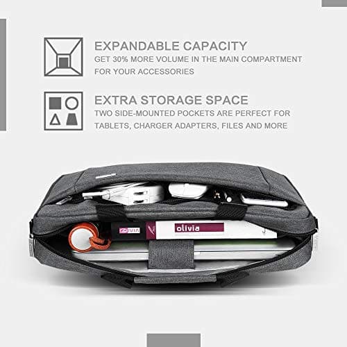 Voova Laptop Bag Case 14 15.6 Inch Computer Sleeve Messenger Bag, Grey — view 3