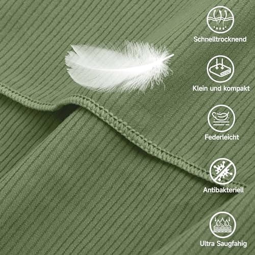 Pameil Microfibre Towel Set of 2, 160 x 80 cm Bath Towel + 80 x 40 cm Fitness Towel, Green, Microfibre — view 2