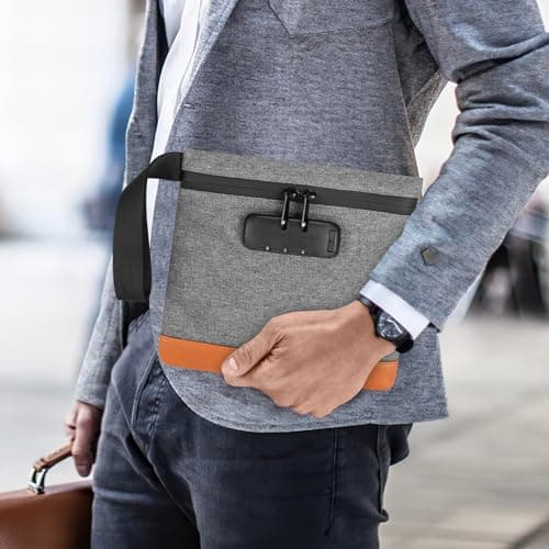 ORIA Lockable Travel Pouch, Combination Lock, Splash-Resistant, Grey — view 2