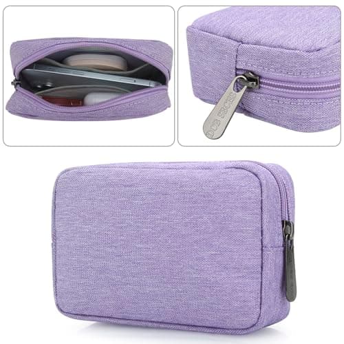 DOB SECHS Waterproof Canvas Mini Travel Makeup Carrying Case Wash Bags Cosmetic Bag Portable Electronics Accessories Organizer Wash Gym Shaving Bag, Purple — view 3