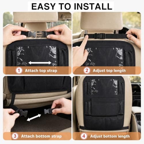 Hounyou 2 Pcs Car Seat Organiser, 40x60cm Car Storage Organiser Back Seat, Road Trip Essentials, with Tablet Holder, for Storage Toys, Books, Drinks — view 3