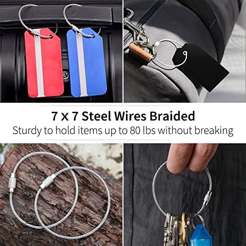 Uniclife 20 Pack Wire Keychain Cable 13cm Large Steel Key Ring Hoop Chain — view 5