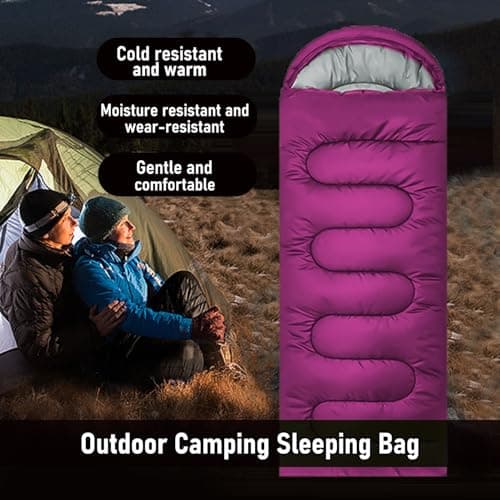 Sleeping Bags for Adults & Kids Sleeping Bag for 3-4 Season, Adult Blanket, Ultralight Carry Bag, Lightweight Compact, Soft for Outdoor Camping, Travel, Hiking (Rose red Plush Comfort 0-18°C) — view 6