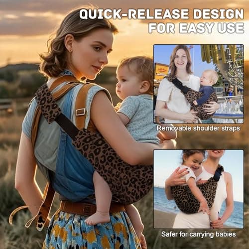 Baby Sling Carrier, Adjustable Leopard Baby Carrier Portable Baby Wrap — view 5