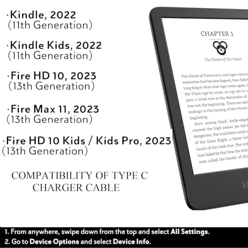 2 Meter Charger Cable USB C Charging for All-new Kindle 11th Generation (2022 release) & All-new Kindle Kids 11th Generation (2022 release) Amazon E-Reader Type C Lead, Fast Quick Charge Wire — view 4