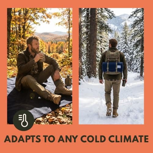 Woolly Mammoth Woolen Company Merino Wool Camping Blanket - 66 x 90 in, Orange - Hiking & Survival Companion & Camping Quilt - Portable & Compact Travel Duvet - Fire Retardant & Outdoor Quilt Blanket — view 6