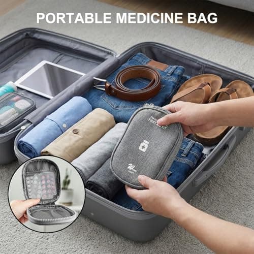 Gaomumu Mini Medicine Storage Bag, Portable Waterproof Oxford Pouch, Small First Aid Kit, Travel Medication Organizer, Suitable for Home, Office, Car, Camping, Hiking, Outdoor Use (Grey) — view 5