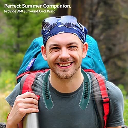 Portable Neck Fan,5 Speed Hanging Bladeless Neck Fan,360° Airflow (green) — view 5