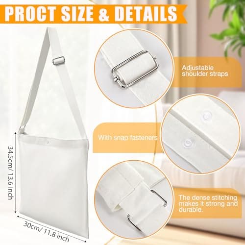 Shinylin 10 Pack Multi Purpose Reusable blank large Size Canvas Lightweight Crossbody Tote Handbags Shoulder Bag for Women Grocery Shopping Gift — view 3