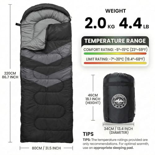 OFFASST Winter Sleeping Bag -15 °C to 0 °C, Winter Sleeping Bag Outdoor for Adults and Children - Ultra Light Camping Sleeping Bags with Compression Bag, Lightweight and Warm as a Blanket Sleeping Bag — view 2