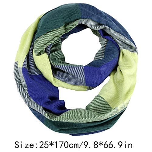 LA HAUTE Women's Checkered Infinity Loop Scarf with Zipper Pocket Secret Hidden Pocket Travel Cashmere Snood Shawl — view 3