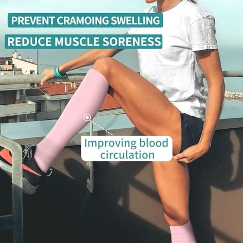DRESHOW 4 Pairs Compression Socks For Women&Men Circulation Best Support for Athletic Running Cycling Travel — view 4