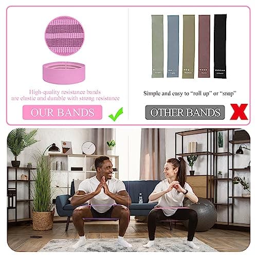 Fabric Resistance Bands for Working Out, 5 Levels Booty Bands for Women Men, Cloth Workout Bands Resistance Loop Exercise Bands for Legs Butt at Home Fitness, Yoga, Pilates — view 5