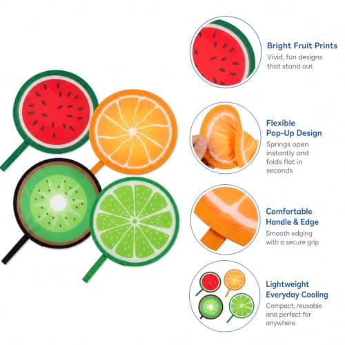 Qabonl 4Pcs Fruit Folding Hand Fans for Summer Cooling and Party Decor — view 2