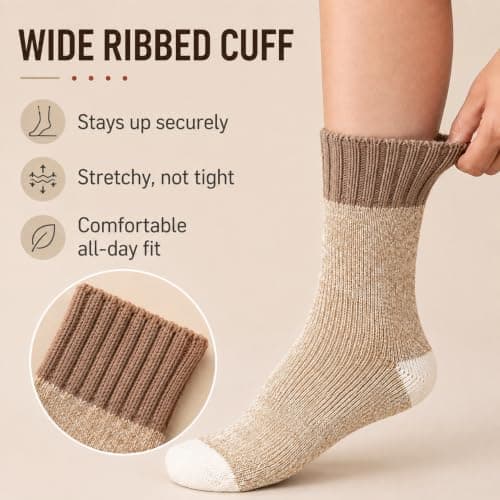 Fjquamitix 5 Pairs Thermal Socks For Men Thick Winter Warmth Wool Socks — view 3