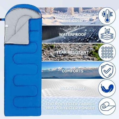 Lightweight Camping Sleeping Bag for Adults and Kids,3 Season(0.95kg) — view 5