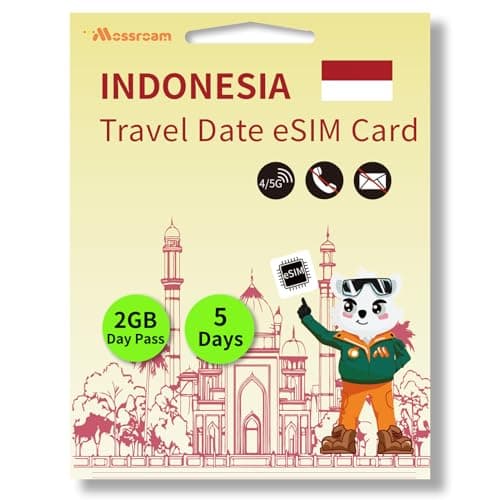 Indonesia Travel eSIM – 2GB 5G/4G LTE Data, 5 Days – Instant Activation, No Roaming Charges – Prepaid Plan for Tourists and Business Travelers