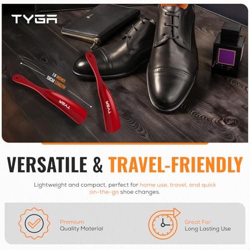 TYGA 19cm Flexible Plastic Shoe Horns, Red, Pack of 2 — view 5