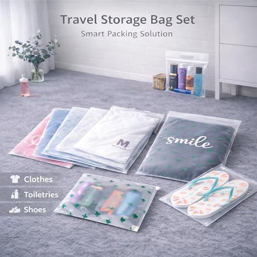 Resealable Ziplock Bags, 30PCS Travel Storage Bags,Clear Bag & Frosted Zip lock Seal Clothes Bags Hospital Waterproof Luggage Organiser for Clothes Shoes Cosmetics (30 piece) — view 3