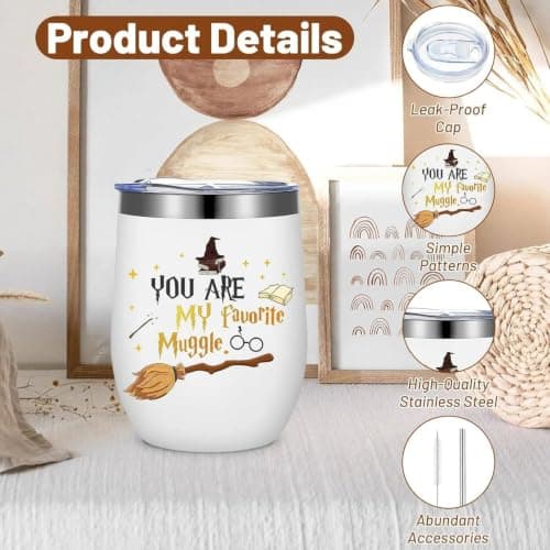 Huipalon Stainless Steel Tumbler 12oz Wizard Themed Travel Tumbler Coffee Cup with Straw, Brush, Cup Lid - Magic Themed Gifts for Adults Kids Witch Gifts — view 3